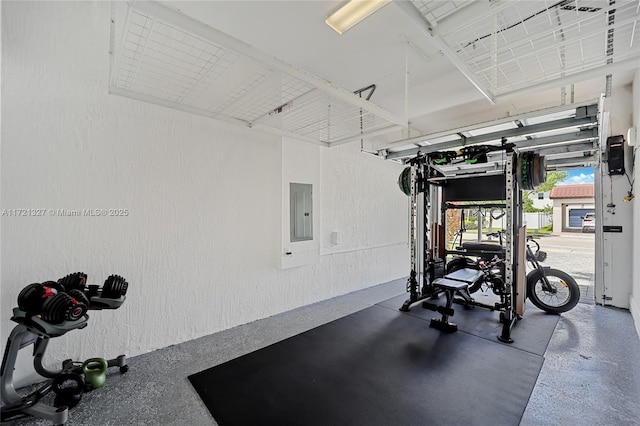 workout area featuring electric panel