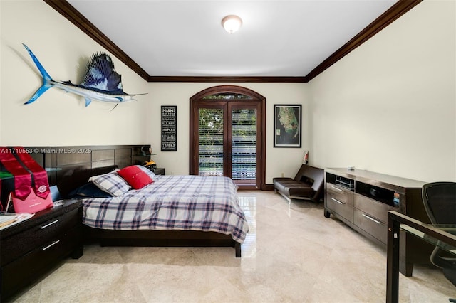 bedroom featuring crown molding