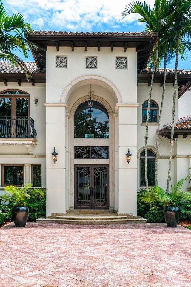 view of exterior entry with french doors