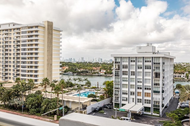 view of property with a water view