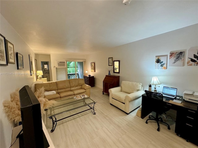 living room with light hardwood / wood-style floors