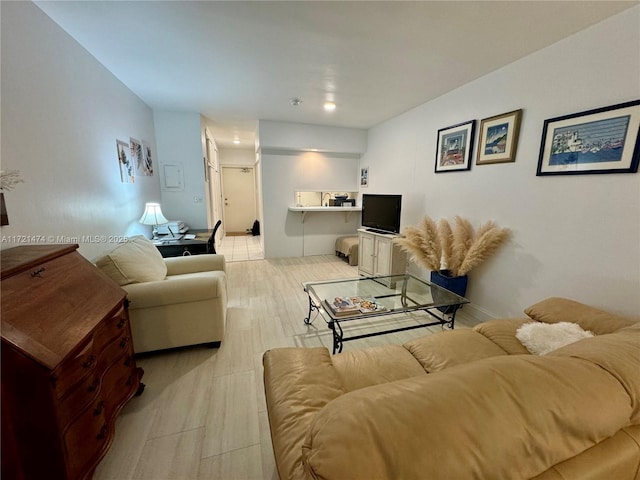 living room featuring light wood-type flooring