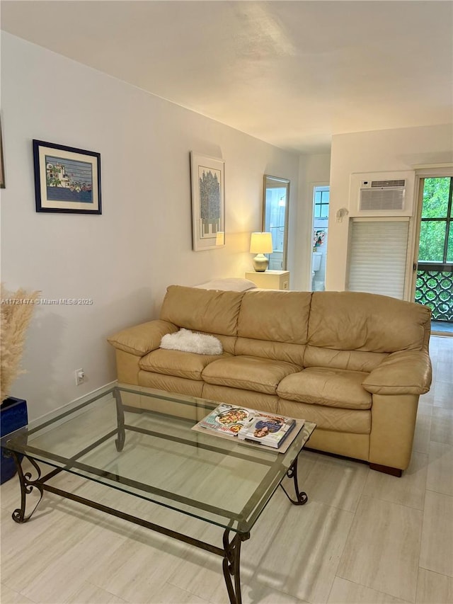 living room featuring a wall mounted AC