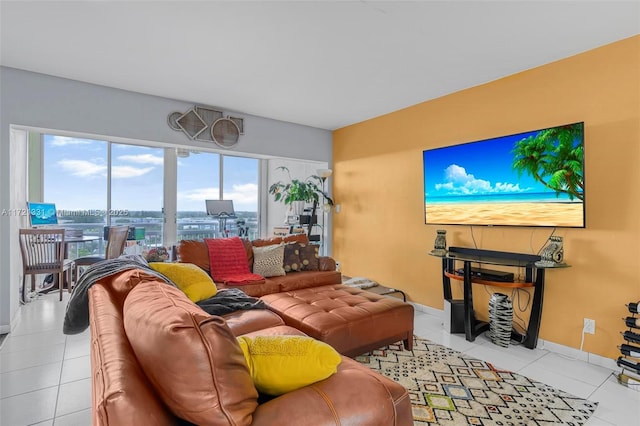 view of tiled living room