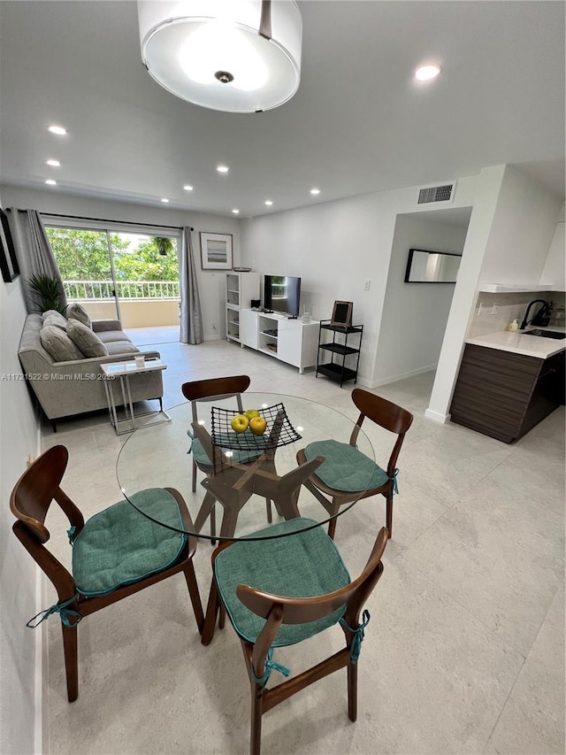 living room with sink