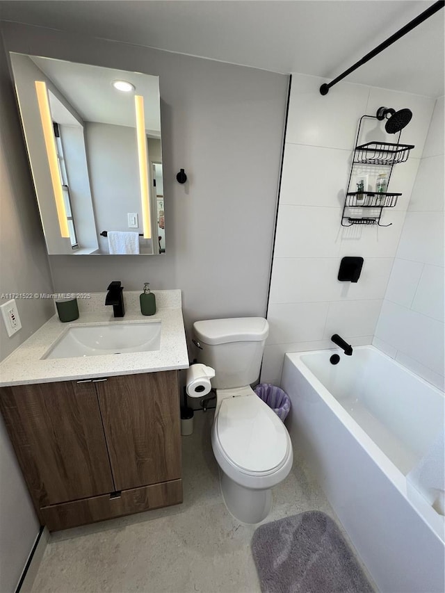 full bathroom with vanity, toilet, and shower / tub combination