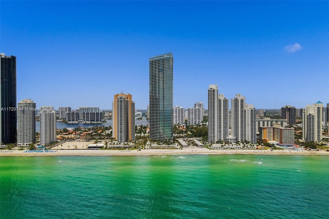 exterior space featuring a view of the beach