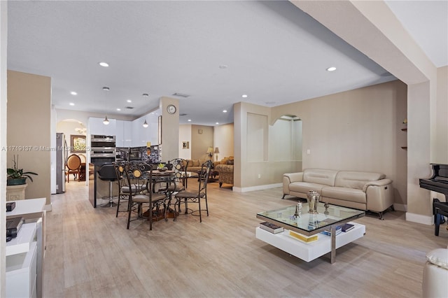 living room featuring light hardwood / wood-style flooring