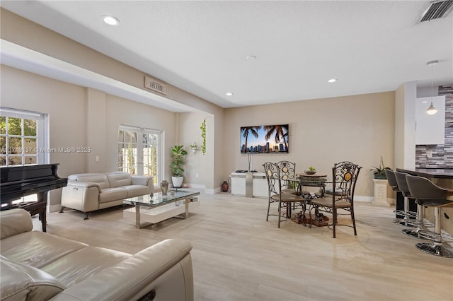 living room featuring light hardwood / wood-style floors