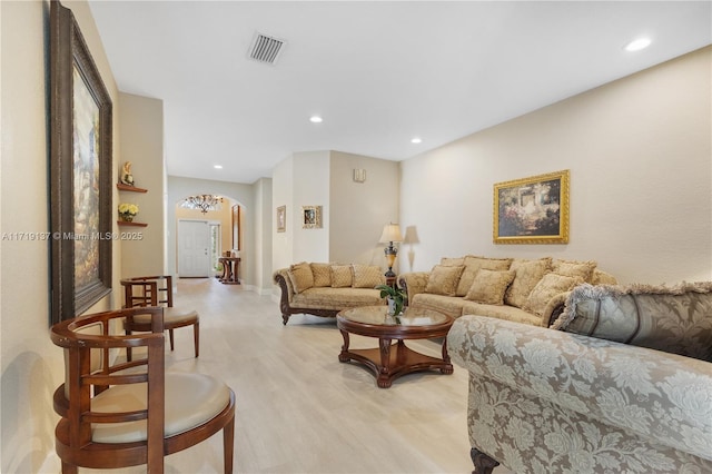 living room featuring light hardwood / wood-style floors