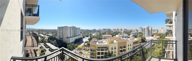 balcony featuring a city view