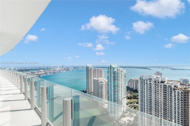 balcony with a water view