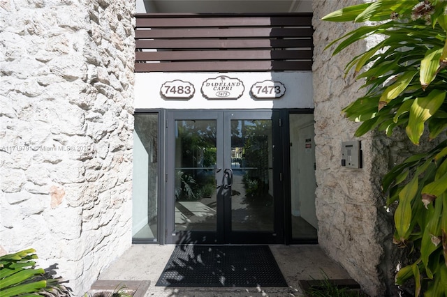 entrance to property with french doors