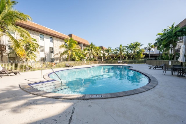 view of pool featuring a patio