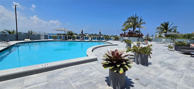 view of pool featuring a patio