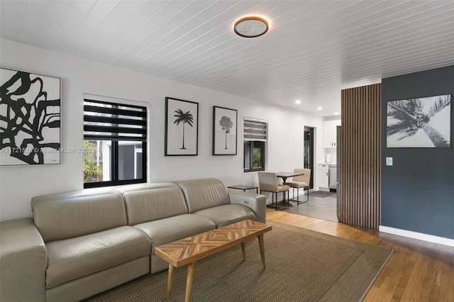 living room featuring plenty of natural light and wood-type flooring