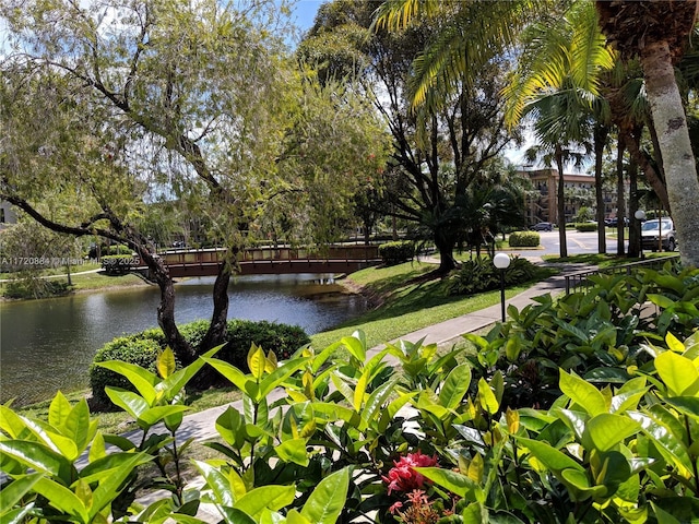 surrounding community featuring a water view