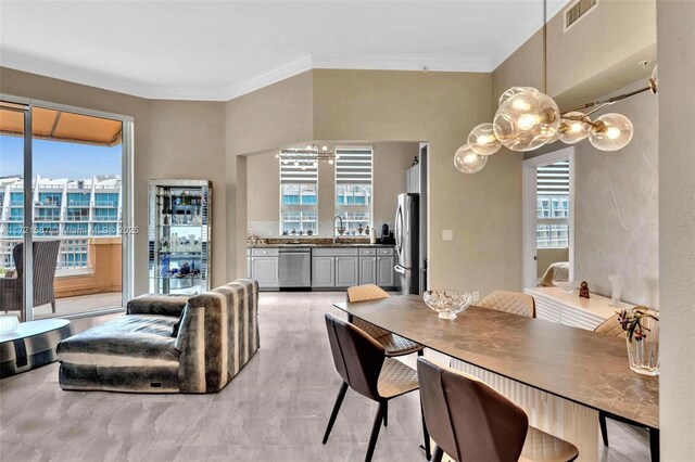 living room featuring ornamental molding