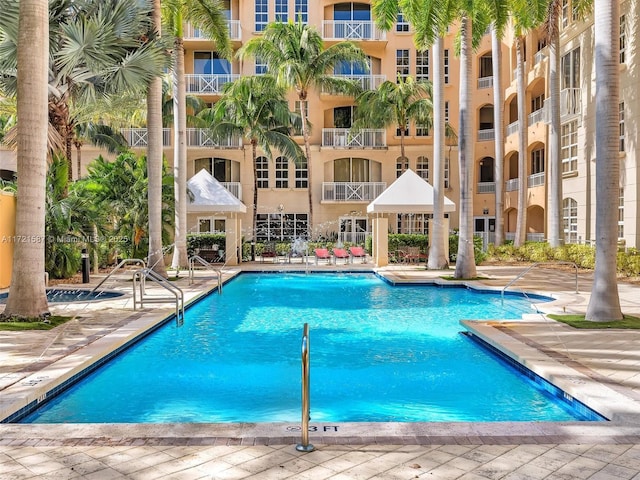 view of pool featuring a patio area