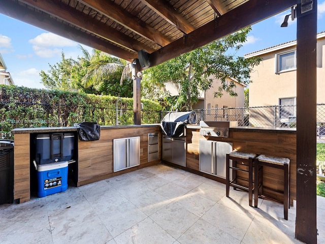 view of patio / terrace featuring a grill and exterior kitchen