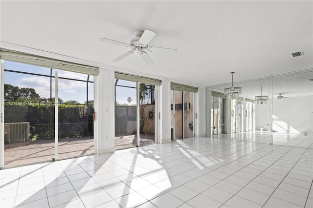 interior space featuring ceiling fan