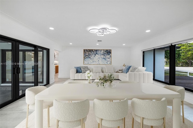 dining area with french doors