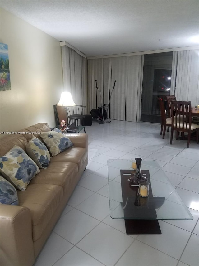 view of tiled living room