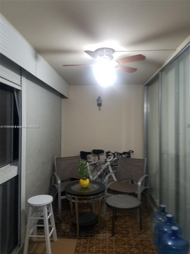 dining area with ceiling fan