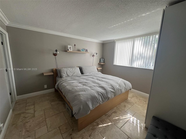 bedroom with crown molding