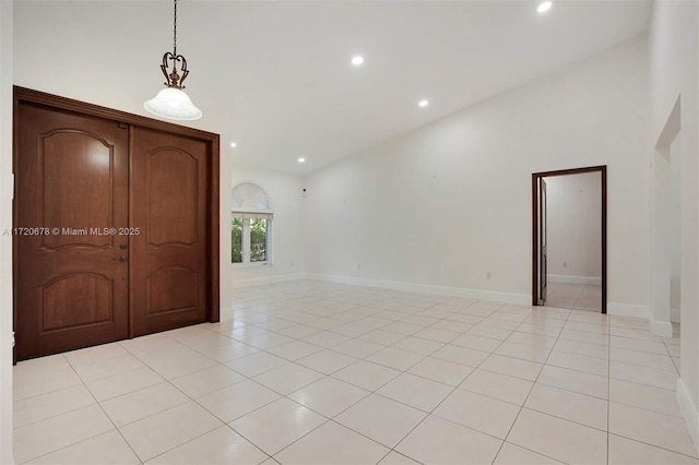 interior space featuring light tile patterned floors