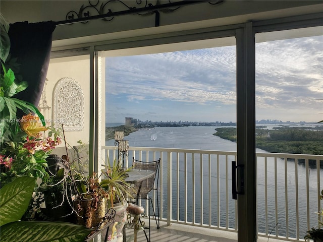 balcony with a water view