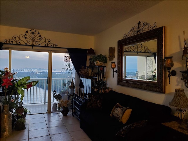 view of tiled living room