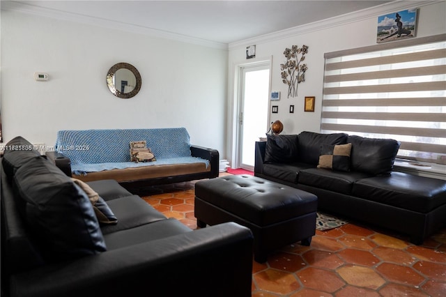 living room featuring ornamental molding