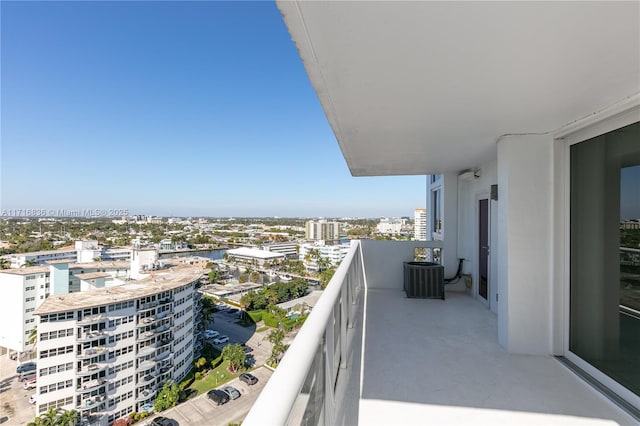 balcony featuring central AC unit