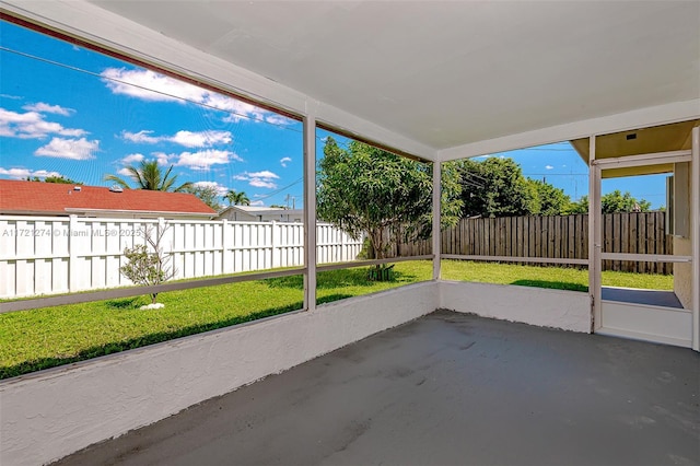 view of unfurnished sunroom