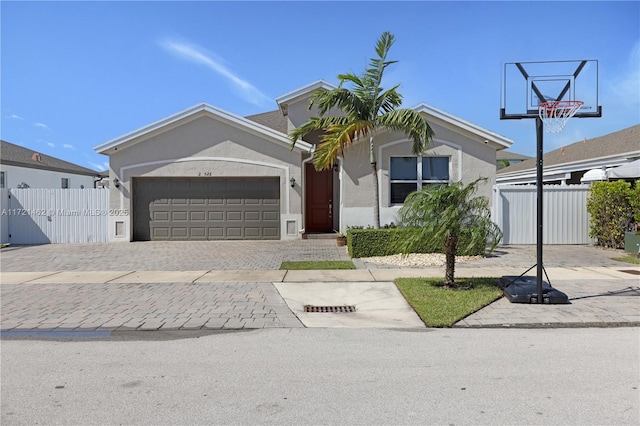 view of front of property featuring a garage