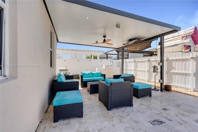 view of patio featuring an outdoor hangout area