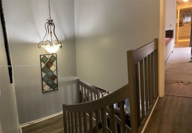 stairs with hardwood / wood-style floors