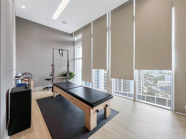 game room featuring light hardwood / wood-style flooring and plenty of natural light