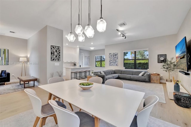 dining room with light hardwood / wood-style floors