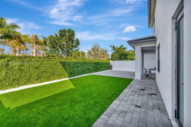 view of yard featuring a patio