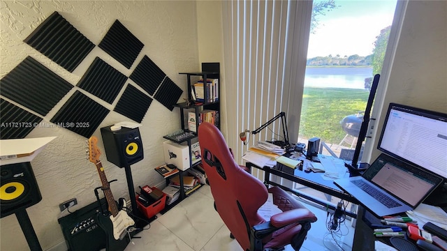 view of tiled office space