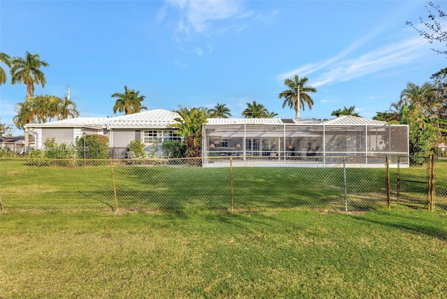 view of yard featuring a lanai