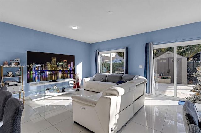 view of tiled living room