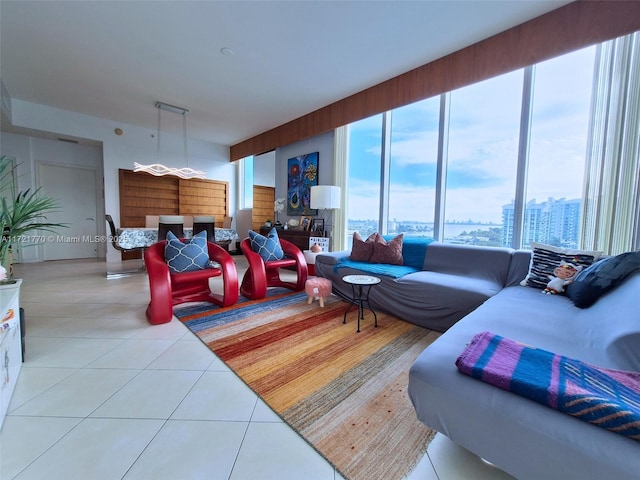 view of tiled living room