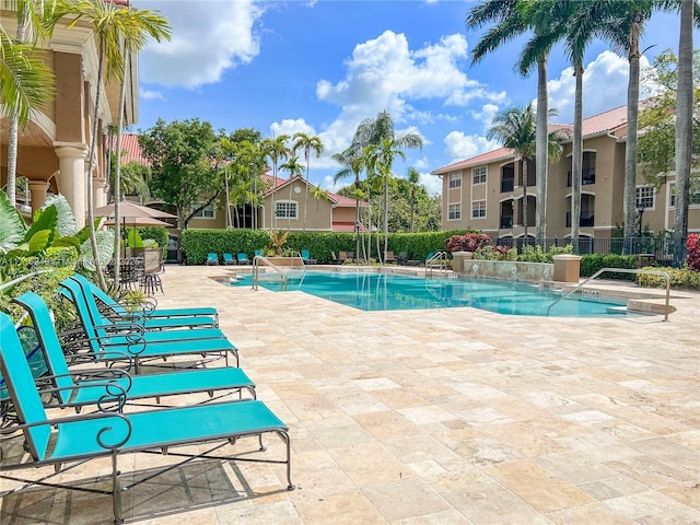 view of pool featuring a patio area