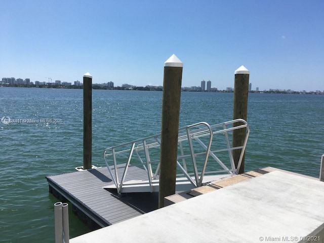 view of dock featuring a water view