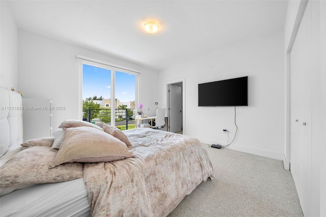 bedroom with a closet and carpet floors