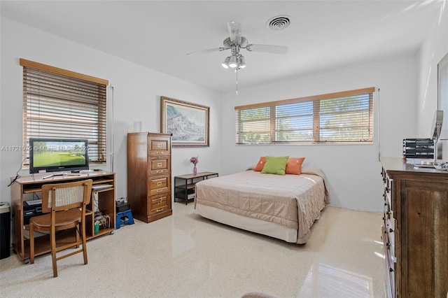 bedroom featuring ceiling fan