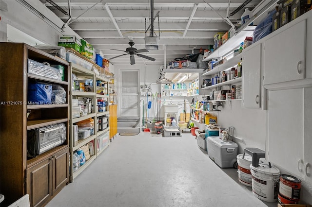 storage featuring ceiling fan